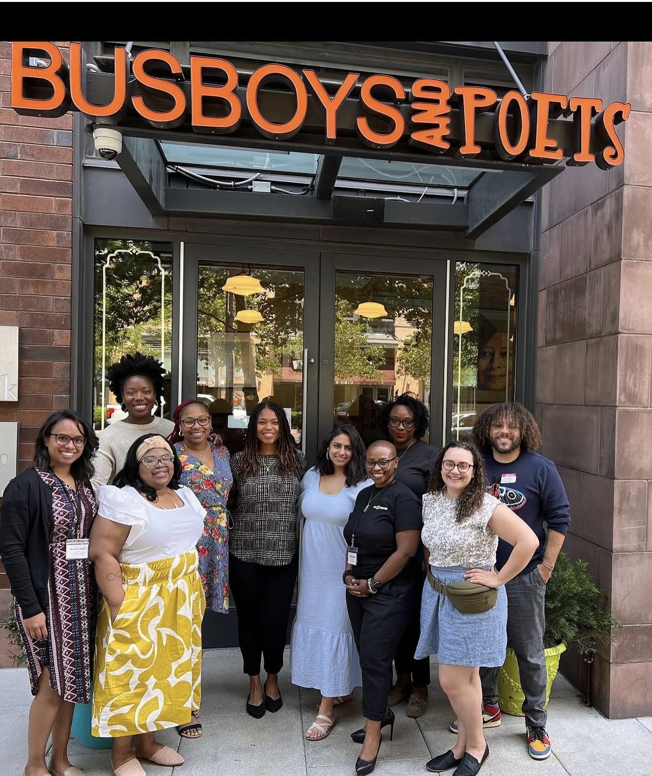 Dominque Burgess with a group of national education leaders at a convening