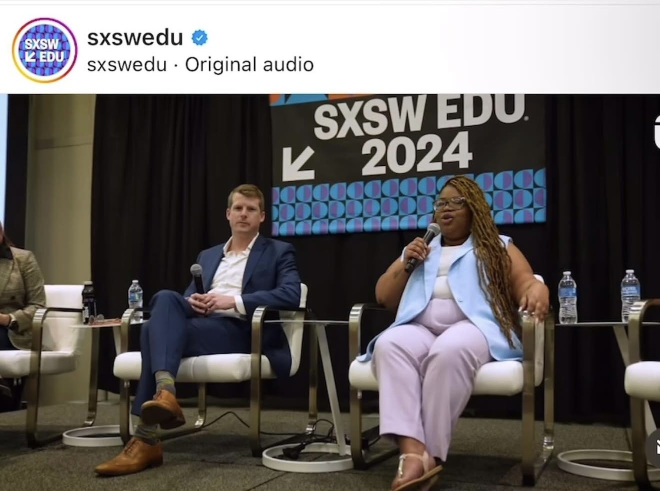 Dominque Burgess speaking on a panel at SXSW EDU 2024
